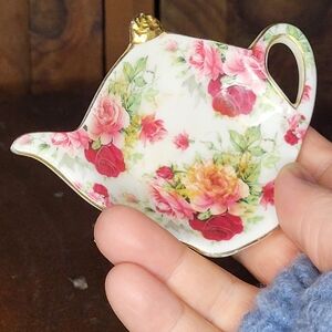 Floral Teapot-Shaped Trinket Dish